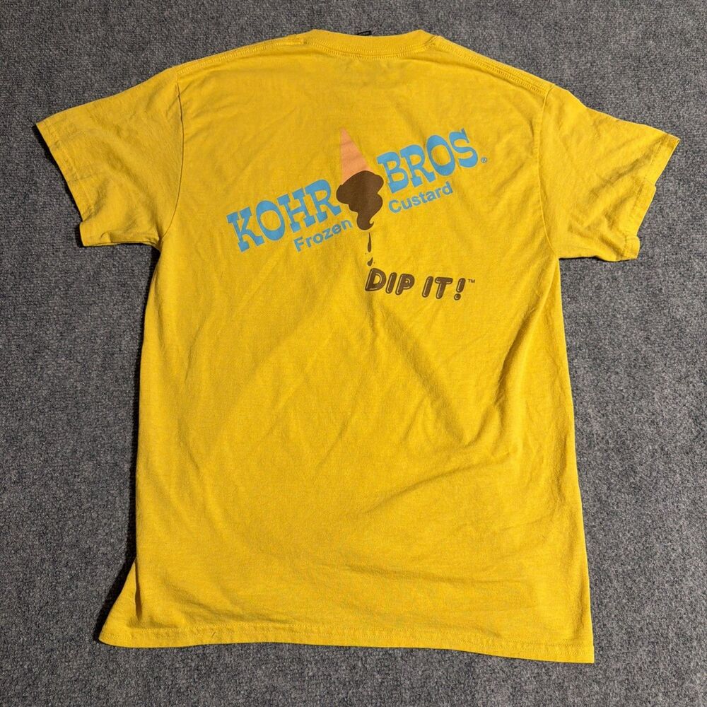 KOHR BROS FROZEN CUSTARD T-Shirt Mens Size Medium Yellow Short Sleeve Gildan